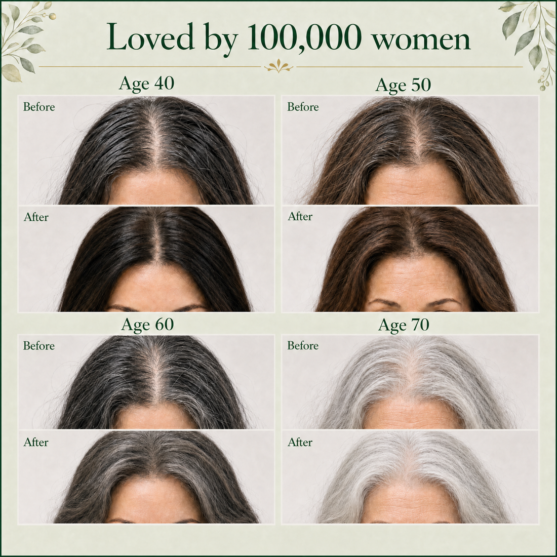 Nutrion hair appearance comparison for women ages 40, 50, 60 and 70